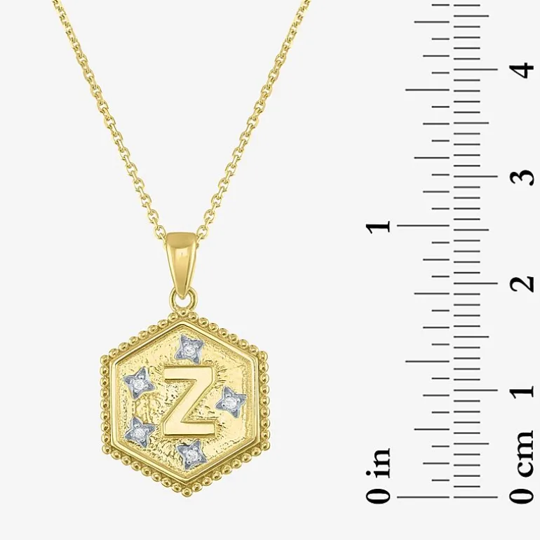 Intial "A" Womens Diamond Accent Natural White Diamond 14K Gold Over Silver 2-pc. Necklace Set