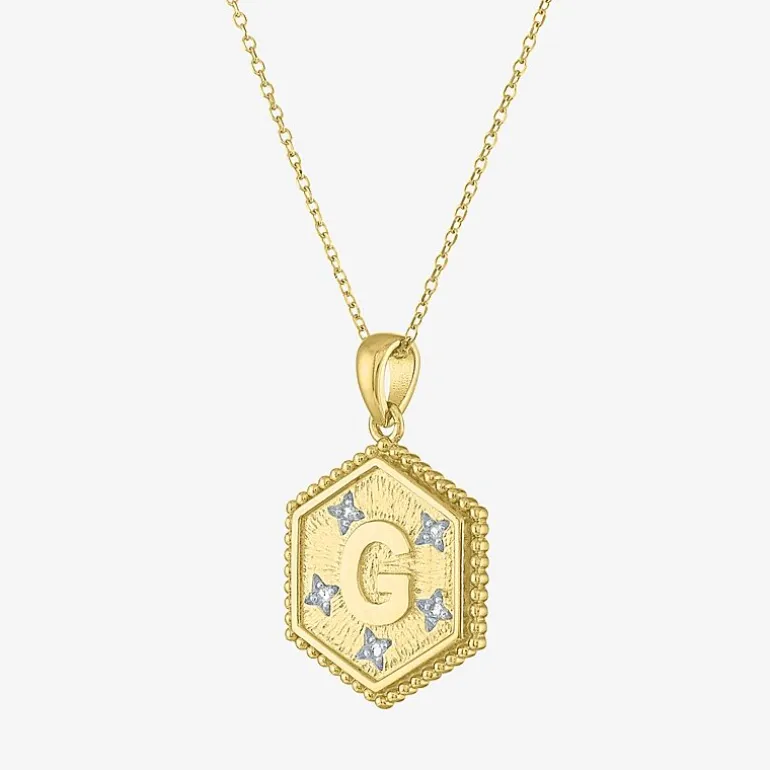 Intial "A" Womens Diamond Accent Natural White Diamond 14K Gold Over Silver 2-pc. Necklace Set