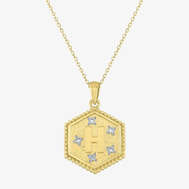 Intial "A" Womens Diamond Accent Natural White Diamond 14K Gold Over Silver 2-pc. Necklace Set