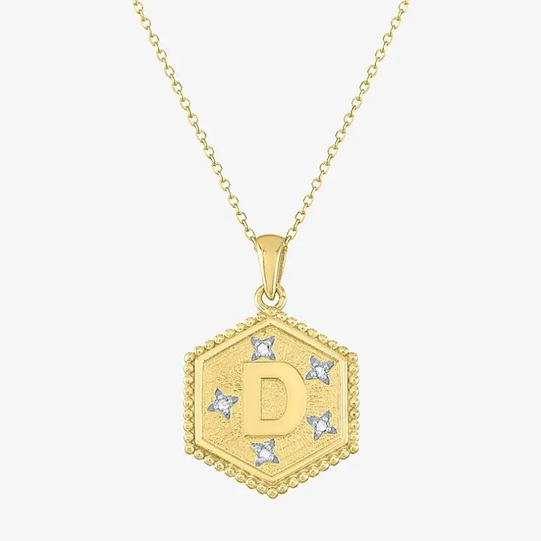Intial "A" Womens Diamond Accent Natural White Diamond 14K Gold Over Silver 2-pc. Necklace Set