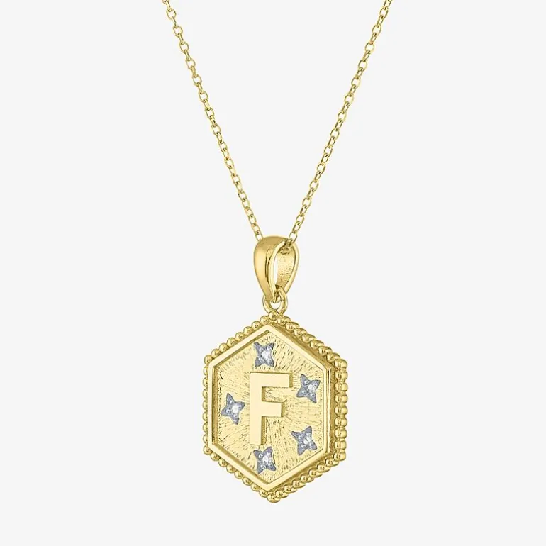 Intial "A" Womens Diamond Accent Natural White Diamond 14K Gold Over Silver 2-pc. Necklace Set