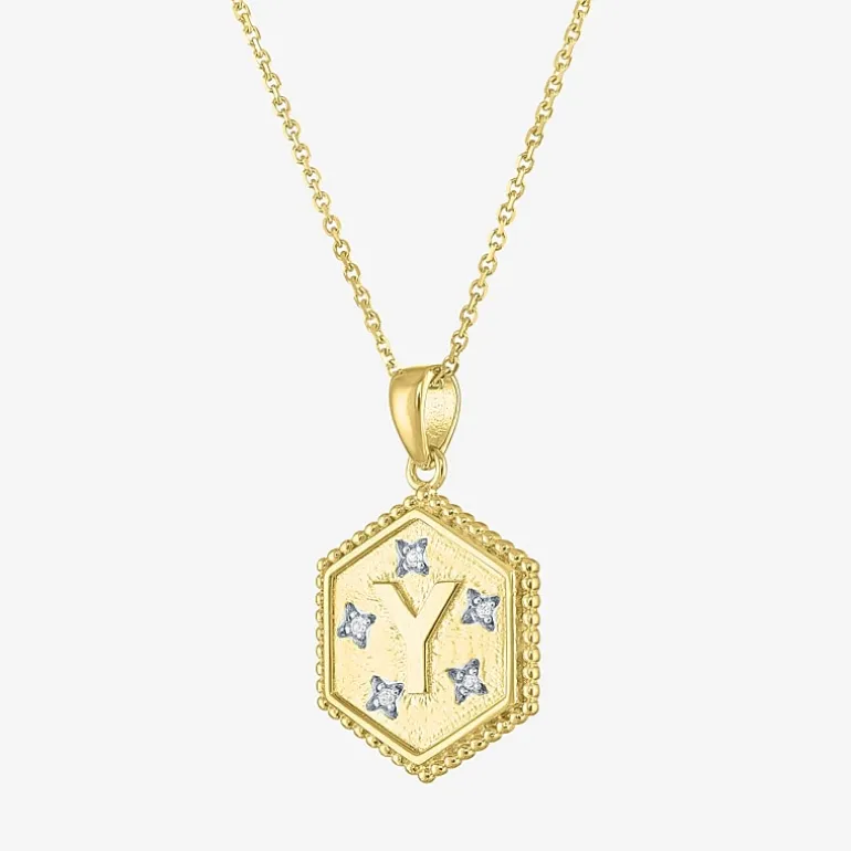 Intial "A" Womens Diamond Accent Natural White Diamond 14K Gold Over Silver 2-pc. Necklace Set