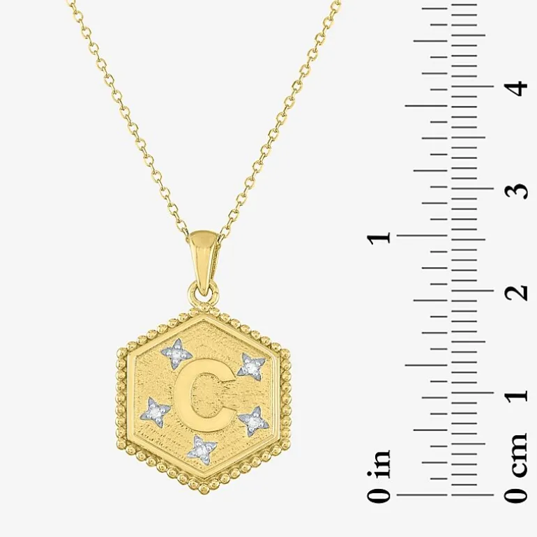Intial "A" Womens Diamond Accent Natural White Diamond 14K Gold Over Silver 2-pc. Necklace Set