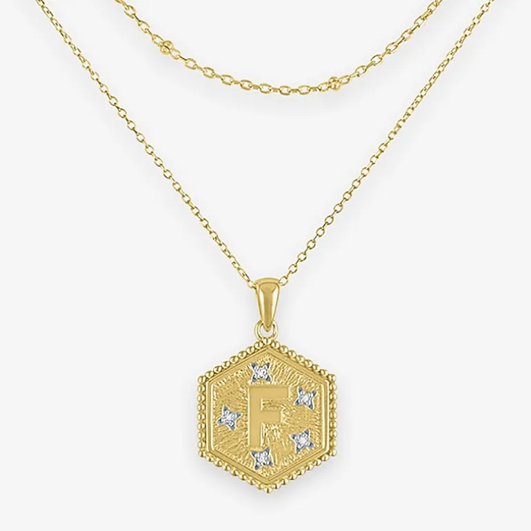 Intial "A" Womens Diamond Accent Natural White Diamond 14K Gold Over Silver 2-pc. Necklace Set