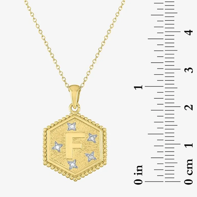 Intial "A" Womens Diamond Accent Natural White Diamond 14K Gold Over Silver 2-pc. Necklace Set