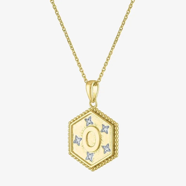 Intial "A" Womens Diamond Accent Natural White Diamond 14K Gold Over Silver 2-pc. Necklace Set
