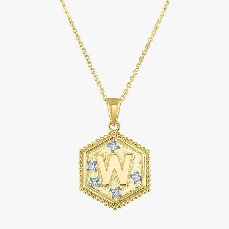 Intial "A" Womens Diamond Accent Natural White Diamond 14K Gold Over Silver 2-pc. Necklace Set