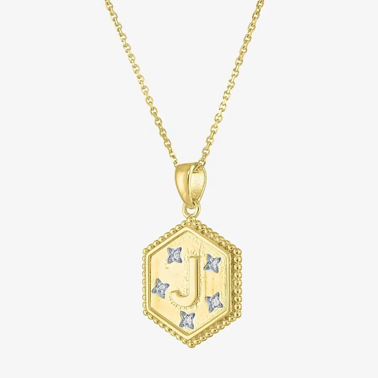 Intial "A" Womens Diamond Accent Natural White Diamond 14K Gold Over Silver 2-pc. Necklace Set