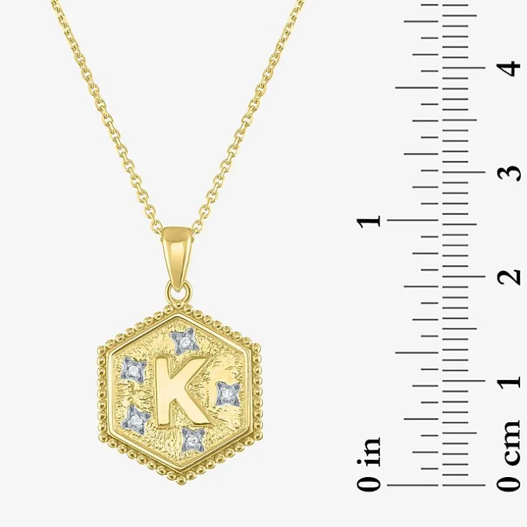 Intial "A" Womens Diamond Accent Natural White Diamond 14K Gold Over Silver 2-pc. Necklace Set