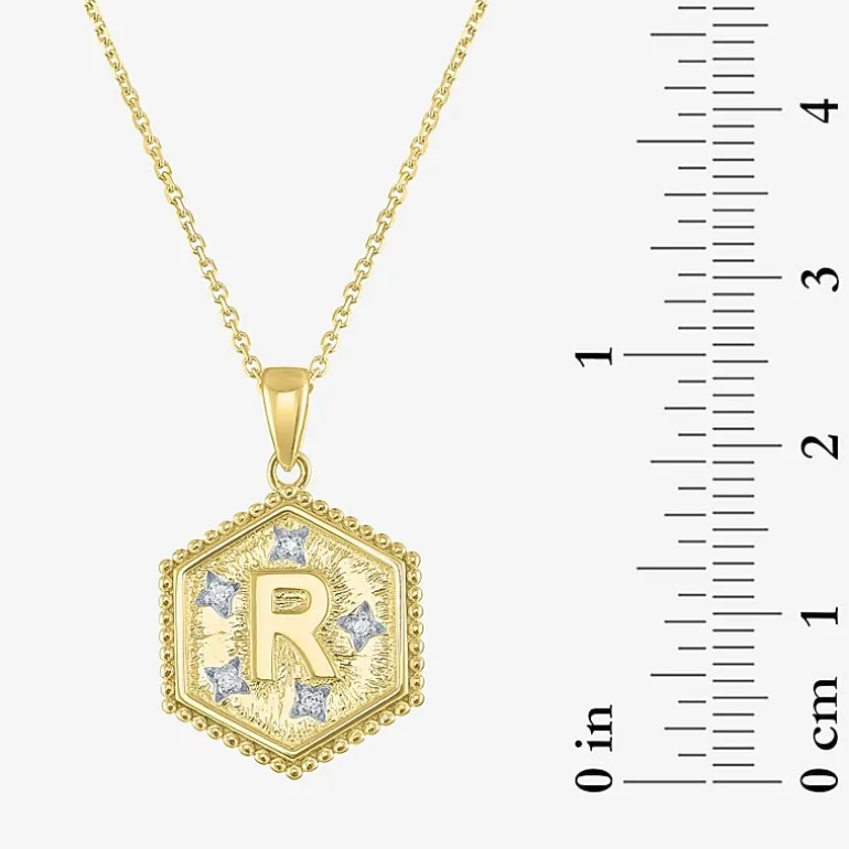 Intial "A" Womens Diamond Accent Natural White Diamond 14K Gold Over Silver 2-pc. Necklace Set