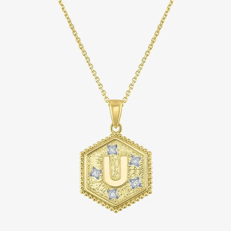 Intial "A" Womens Diamond Accent Natural White Diamond 14K Gold Over Silver 2-pc. Necklace Set
