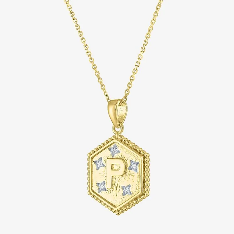 Intial "A" Womens Diamond Accent Natural White Diamond 14K Gold Over Silver 2-pc. Necklace Set