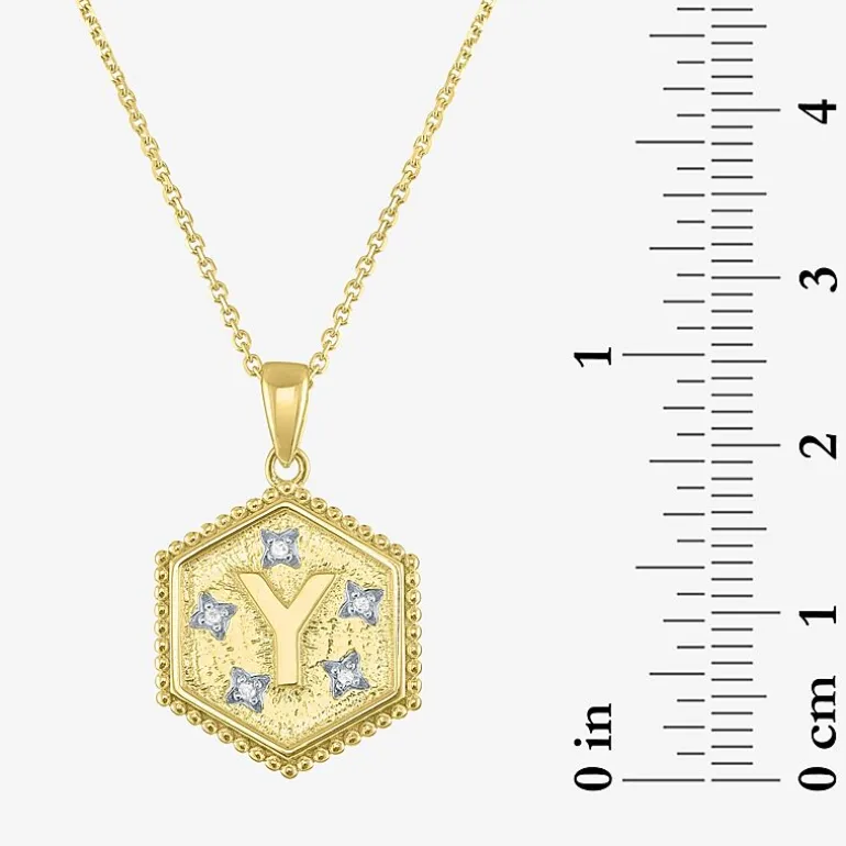 Intial "A" Womens Diamond Accent Natural White Diamond 14K Gold Over Silver 2-pc. Necklace Set