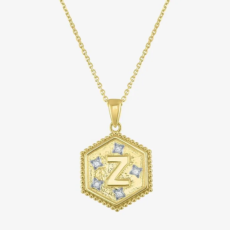 Intial "A" Womens Diamond Accent Natural White Diamond 14K Gold Over Silver 2-pc. Necklace Set
