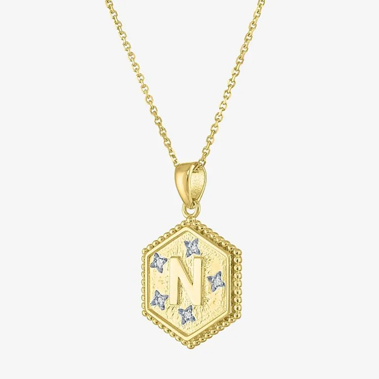 Intial "A" Womens Diamond Accent Natural White Diamond 14K Gold Over Silver 2-pc. Necklace Set