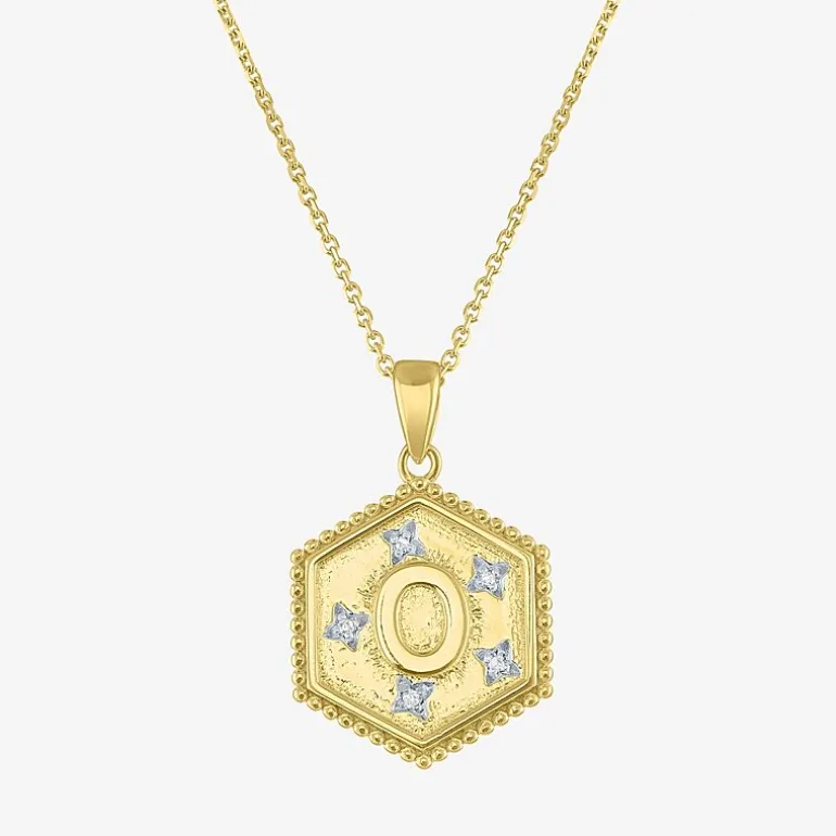 Intial "A" Womens Diamond Accent Natural White Diamond 14K Gold Over Silver 2-pc. Necklace Set