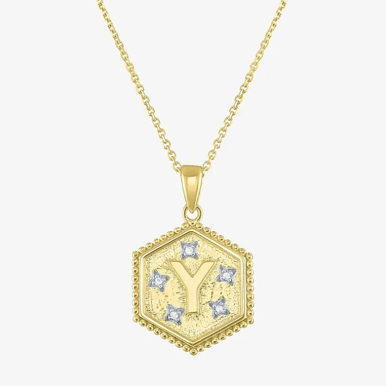Intial "A" Womens Diamond Accent Natural White Diamond 14K Gold Over Silver 2-pc. Necklace Set
