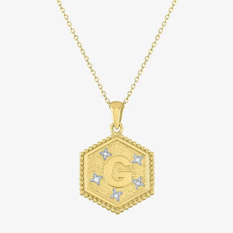 Intial "A" Womens Diamond Accent Natural White Diamond 14K Gold Over Silver 2-pc. Necklace Set