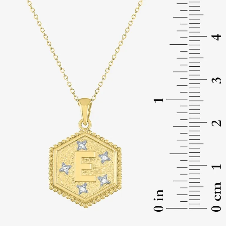 Intial "A" Womens Diamond Accent Natural White Diamond 14K Gold Over Silver 2-pc. Necklace Set