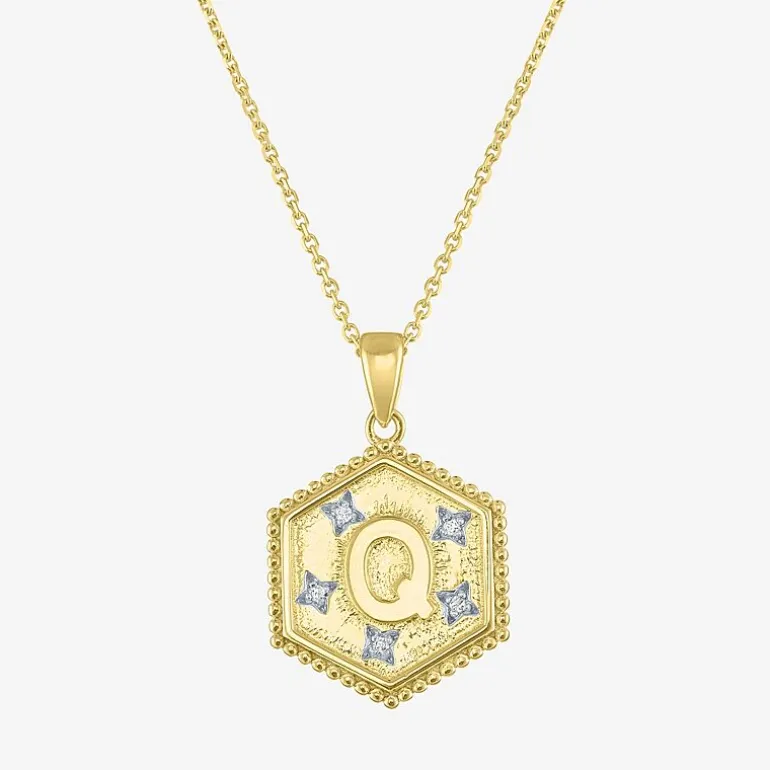 Intial "A" Womens Diamond Accent Natural White Diamond 14K Gold Over Silver 2-pc. Necklace Set
