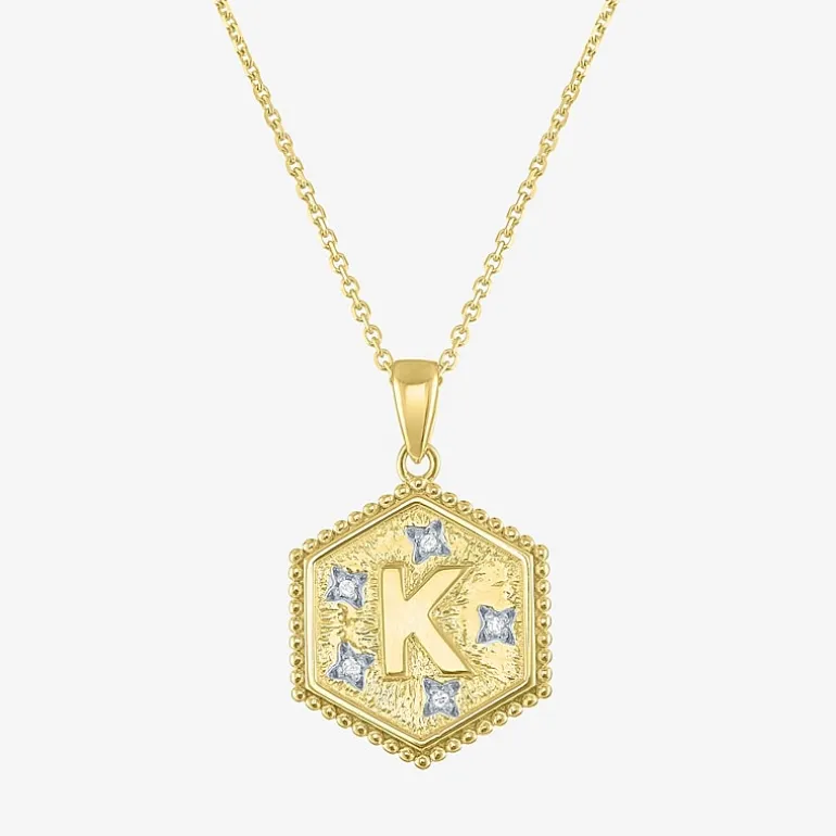 Intial "A" Womens Diamond Accent Natural White Diamond 14K Gold Over Silver 2-pc. Necklace Set