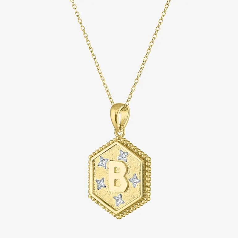 Intial "A" Womens Diamond Accent Natural White Diamond 14K Gold Over Silver 2-pc. Necklace Set
