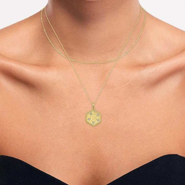 Intial "A" Womens Diamond Accent Natural White Diamond 14K Gold Over Silver 2-pc. Necklace Set