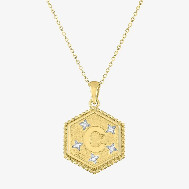 Intial "A" Womens Diamond Accent Natural White Diamond 14K Gold Over Silver 2-pc. Necklace Set