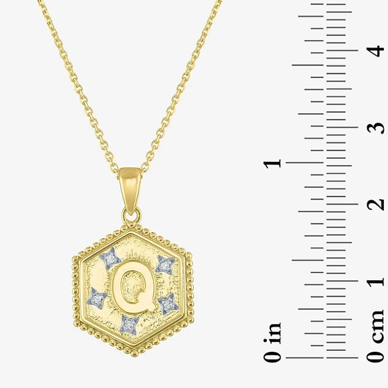 Intial "A" Womens Diamond Accent Natural White Diamond 14K Gold Over Silver 2-pc. Necklace Set