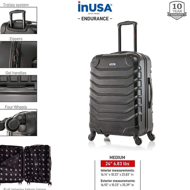 InUSA Endurance 24 Inch Hardside Lightweight Checked Spinner Luggage