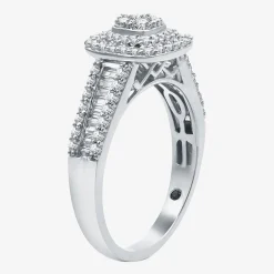 I Said Yes (H-I / I1) 1 CT.T.W. Lab-Grown Diamond Cushion Side Stone Halo Bridal Set in Sterling Silver