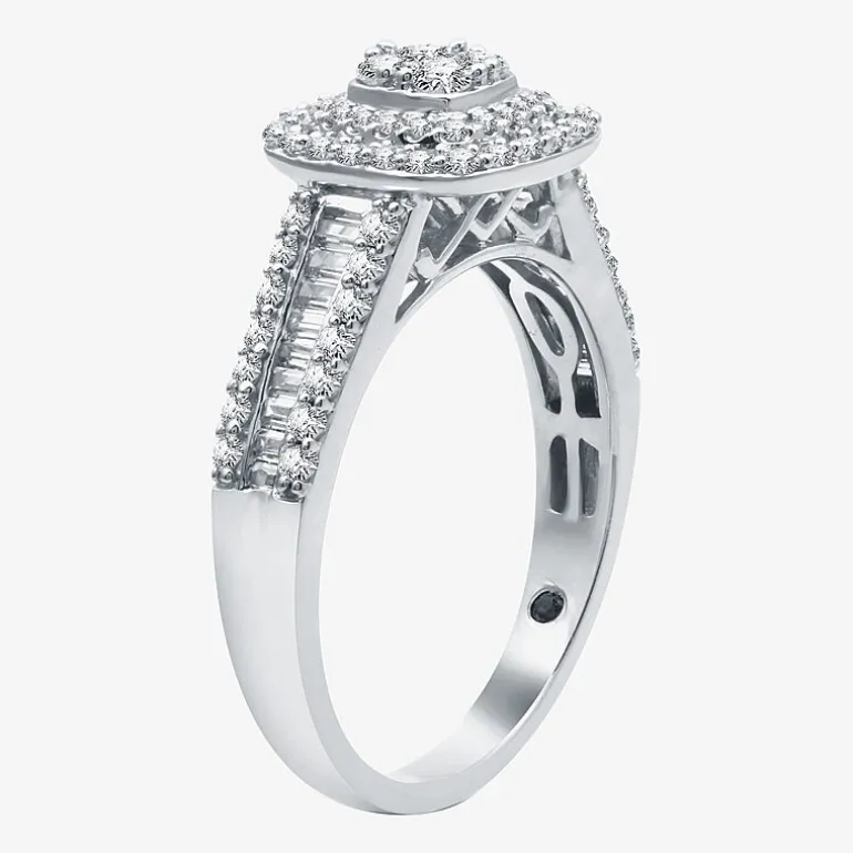 I Said Yes (H-I / I1) 1 CT.T.W. Lab-Grown Diamond Cushion Side Stone Halo Bridal Set in Sterling Silver