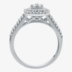 I Said Yes (H-I / I1) 1 CT.T.W. Lab-Grown Diamond Cushion Side Stone Halo Bridal Set in Sterling Silver