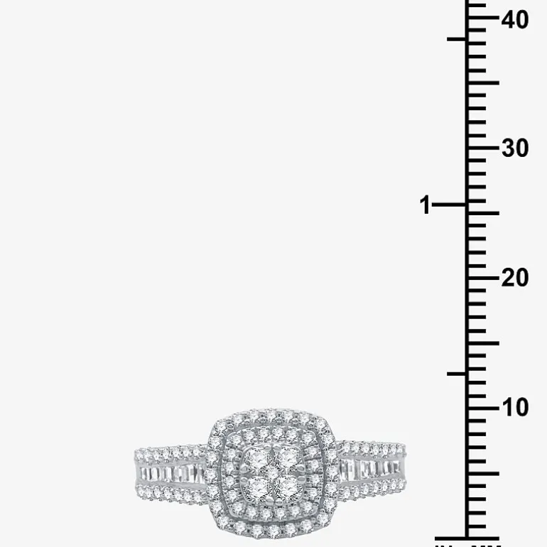 I Said Yes (H-I / I1) 1 CT.T.W. Lab-Grown Diamond Cushion Side Stone Halo Bridal Set in Sterling Silver