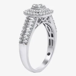 I Said Yes (H-I / I1) 1 CT.T.W. Lab-Grown Diamond Cushion Side Stone Halo Bridal Set in Sterling Silver