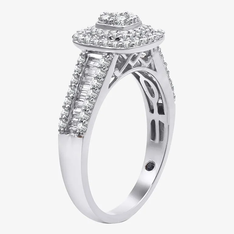 I Said Yes (H-I / I1) 1 CT.T.W. Lab-Grown Diamond Cushion Side Stone Halo Bridal Set in Sterling Silver