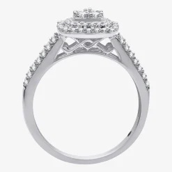 I Said Yes (H-I / I1) 1 CT.T.W. Lab-Grown Diamond Cushion Side Stone Halo Bridal Set in Sterling Silver