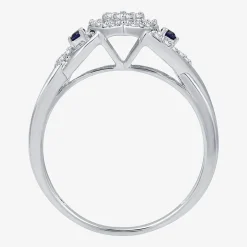 I Said Yes (H-I / I1) Womens 1/5 CT. Lab Grown White Diamond Sterling Silver Heart Side Stone Engagement Ring