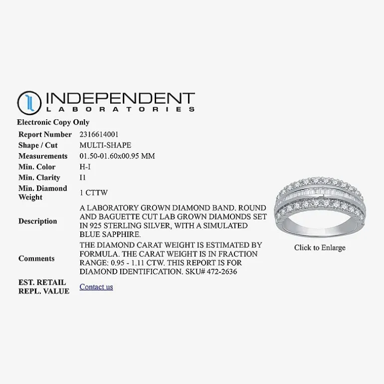 I Said Yes (H-I / I1) Womens 1 CT. T.W. Lab Grown White Diamond Sterling Silver Anniversary Band
