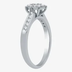 I Said Yes (H-I / I1) Womens 3/8 CT. T.W. Lab Grown White Diamond Sterling Silver Round Side Stone Halo Bridal Set