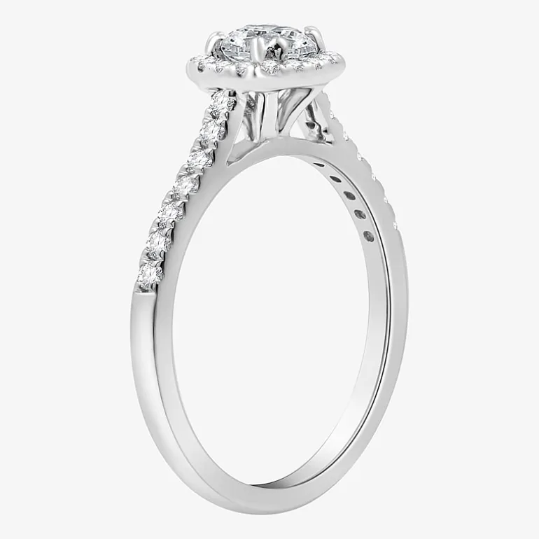 I Said Yes (H-I / I1) Womens 1 CT. T.W. Lab Grown White Diamond Sterling Silver Cushion Side Stone Halo Bridal Set