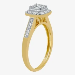 I Said Yes (H-I / I1) Womens 1/4 CT. T.W. Lab Grown White Diamond Sterling Silver Side Stone Halo Engagement Ring