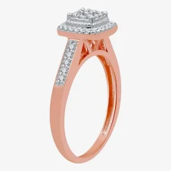 I Said Yes (H-I / I1) Womens 1/4 CT. T.W. Lab Grown White Diamond Sterling Silver Side Stone Halo Engagement Ring