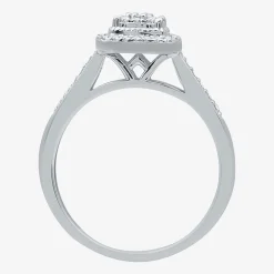 I Said Yes (H-I / I1) Womens 1/4 CT. T.W. Lab Grown White Diamond Sterling Silver Side Stone Halo Engagement Ring