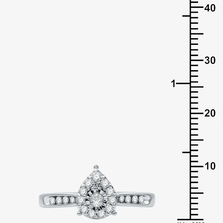 I Said Yes (H-I / I1) Womens 3/8 CT. T.W. Lab Grown White Diamond Sterling Silver Pear Side Stone Halo Bridal Set
