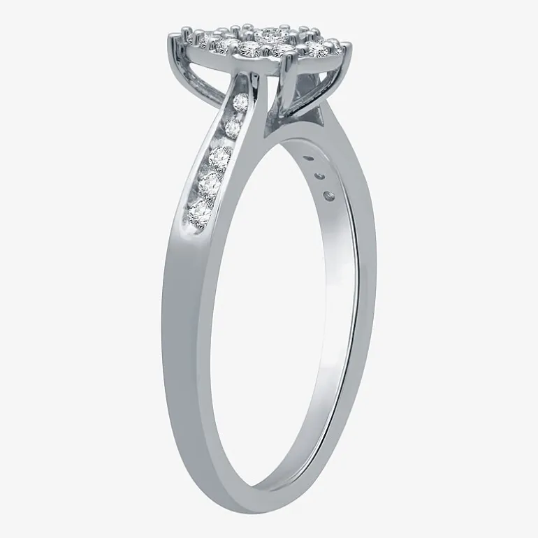 I Said Yes (H-I / I1) Womens 3/8 CT. T.W. Lab Grown White Diamond Sterling Silver Pear Side Stone Halo Bridal Set