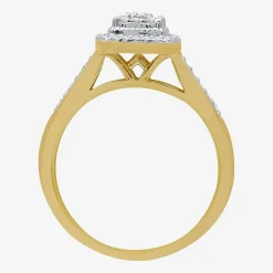 I Said Yes (H-I / I1) Womens 1/4 CT. T.W. Lab Grown White Diamond Sterling Silver Side Stone Halo Engagement Ring