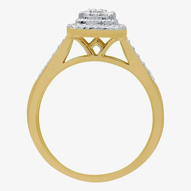 I Said Yes (H-I / I1) Womens 1/4 CT. T.W. Lab Grown White Diamond Sterling Silver Side Stone Halo Engagement Ring