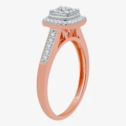 I Said Yes (H-I / I1) Womens 1/4 CT. T.W. Lab Grown White Diamond Sterling Silver Side Stone Halo Engagement Ring