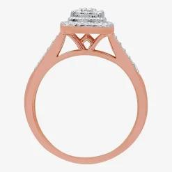 I Said Yes (H-I / I1) Womens 1/4 CT. T.W. Lab Grown White Diamond Sterling Silver Side Stone Halo Engagement Ring